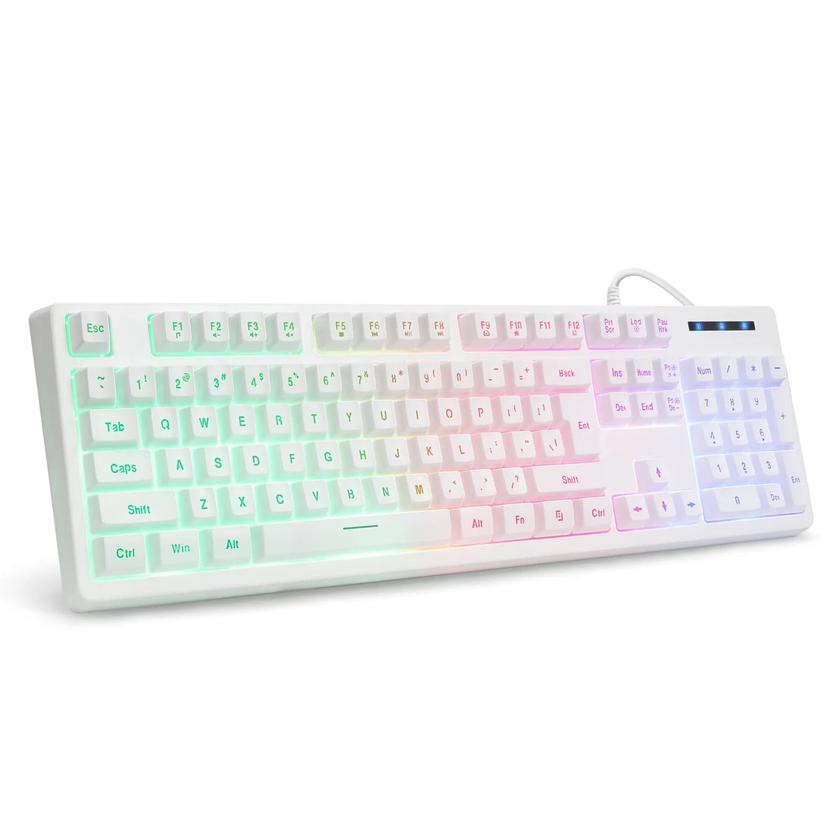 HUO JI White Gaming Keyboard USB Wired with Rainbow LED Backlit Review